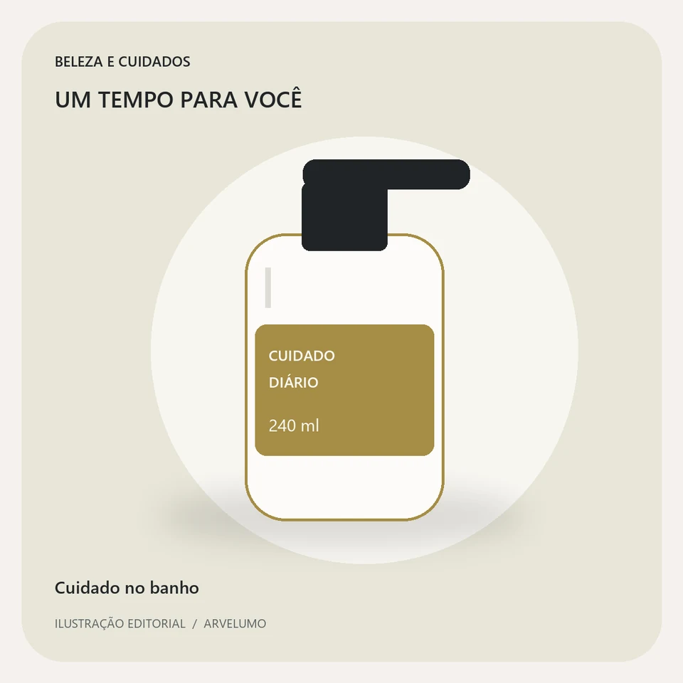 Ilustração editorial: Cuidado no banho; fotos reais disponíveis na Amazon